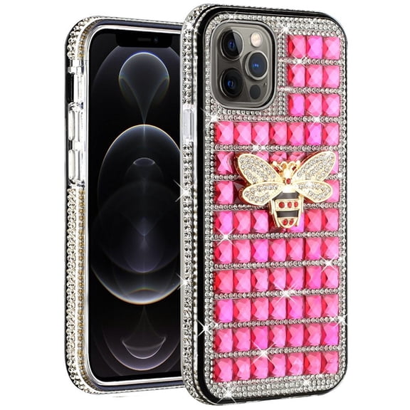 For iPhone 13 PRO Case Faux Diamond Studded Full Bling Fashion Phone Cover