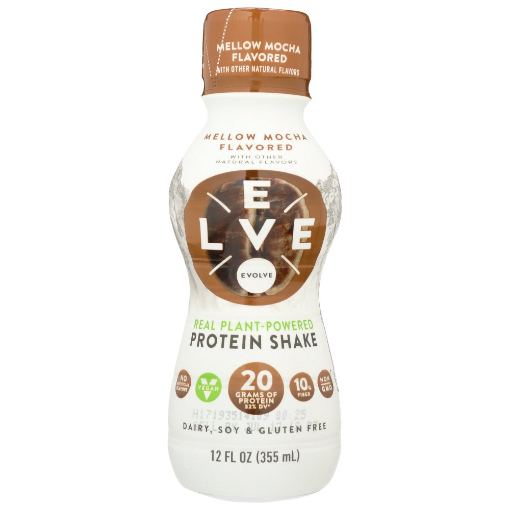 Evolve Plant Based Protein Shake, Mellow Mocha, 12 Fl Oz, Pack Of 12