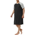 thumbnail image 4 of INSPIRE CHIC Men's Nightshirt Raglan Short Sleeve Comfy Lounge Soft Loose Nightgown 2XL Black Light Gray, 4 of 7