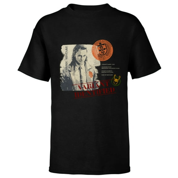 Marvel Loki TVA File Cosmic Mistake Variant Identified - Short Sleeve T-Shirt for Kids - Customized-Black