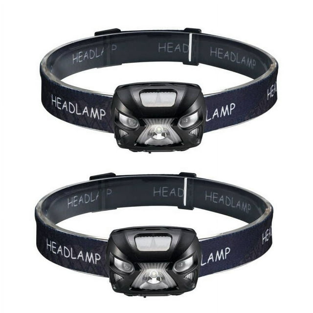 Linterna frontal LED recargable por USB (2 unidades), impermeable y ligera, 4 modos de iluminación, 300 lúmenes, luz blanca y roja, potente para ciclismo, camping, senderismo y pesca.