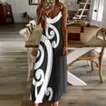 thumbnail image 4 of Black and White Layered Maori Koru Design Sleeveless Dress luxury evening dresses for women dress dresses Beachwear, 4 of 6