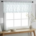thumbnail image 2 of Aqua Spring Floral Valance Curtains for Kitchen/Living Room/Bathroom/Bedroom Window, Rod Pocket Small Topper Half Short Window Curtains Voile Sheer Scarf, Summer Botanical Watercolor 60"x18", 2 of 8