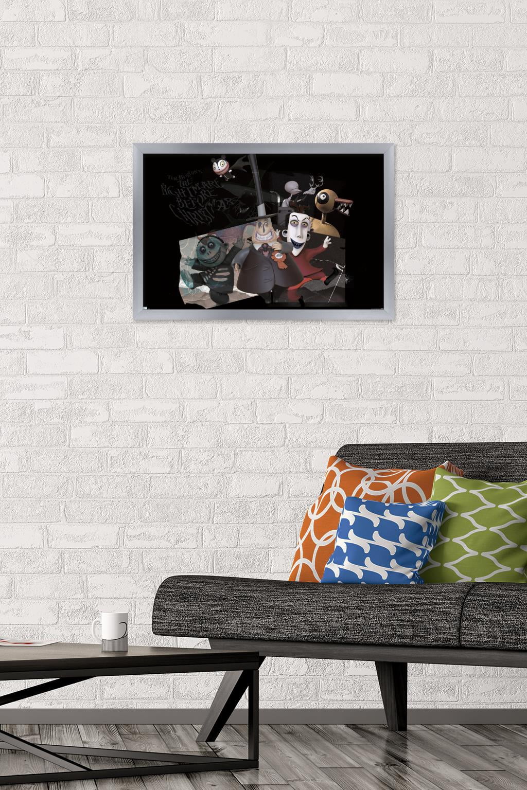 Disney Tim Burton's The Nightmare Before Christmas - Distorted Group Wall Poster, 14.725" x 22.375" Framed