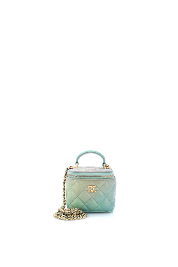 Pre-Owned Classic Top Handle Vanity Case with Chain Quilted Ombre Lambskin Mini By Rebag