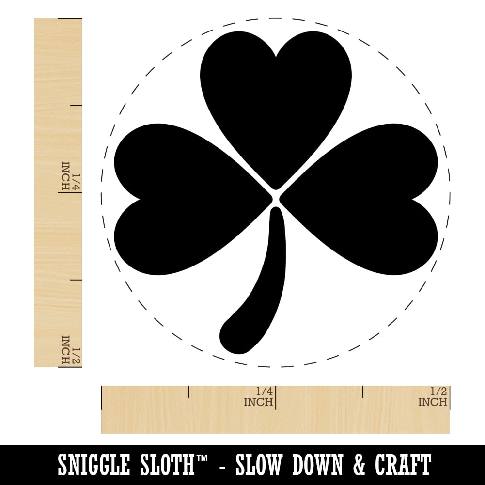 Three Leaf Clover Shamrock Self-Inking Rubber Stamp Ink Stamper - Brown Ink - Mini 1/2 Inch