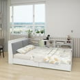 thumbnail image 4 of Wood Full Size platform bed with Storage Headboard, Shelves and 2 Drawers, White, 4 of 18