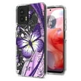 thumbnail image 3 of Phone Case for Motorola Moto g 5G 2024, Butterfly Design Transparent Shock-Resistant Hybrid Case Cover + Tempered Glass (Purple), 3 of 5