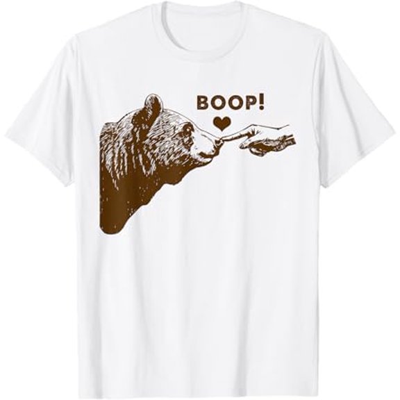 Vintage Bear Finger Touching Nose Funny Graphic Boop T-Shirt