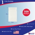 thumbnail image 3 of Minas Envelope #1 Coin / Small Parts White Envelopes, 2-1/4" X 3-1/2", 24lb, 500/Box, 3 of 5