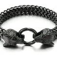 thumbnail image 3 of Pulsera de cadena de eslabones Franco con cabeza de lobo de acero inoxidable para hombre con cierre de anillo de resorte de 8,7 pulgadas, acero inoxidable Sincero Electrónica, 3 of 4