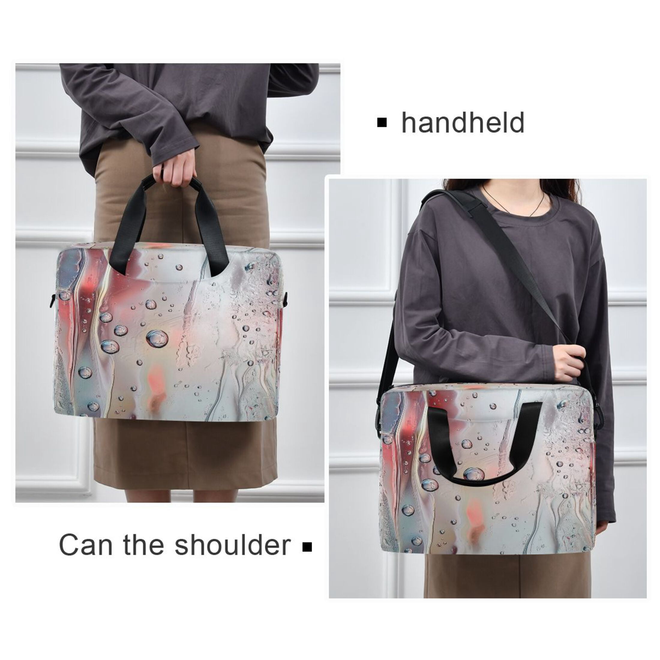 16" Laptop Tote Bag Laptop Sleeve Case Computer Briefcase for Work & Travel Liquid Metal and Water Painting