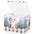thumbnail image 2 of Large Collapsible Storage Box Flip Lid Fabric Decorative Organizer Container Basket with Handles 16.5×12.6×11.8in Cute and Brown Happy Cat, 2 of 7