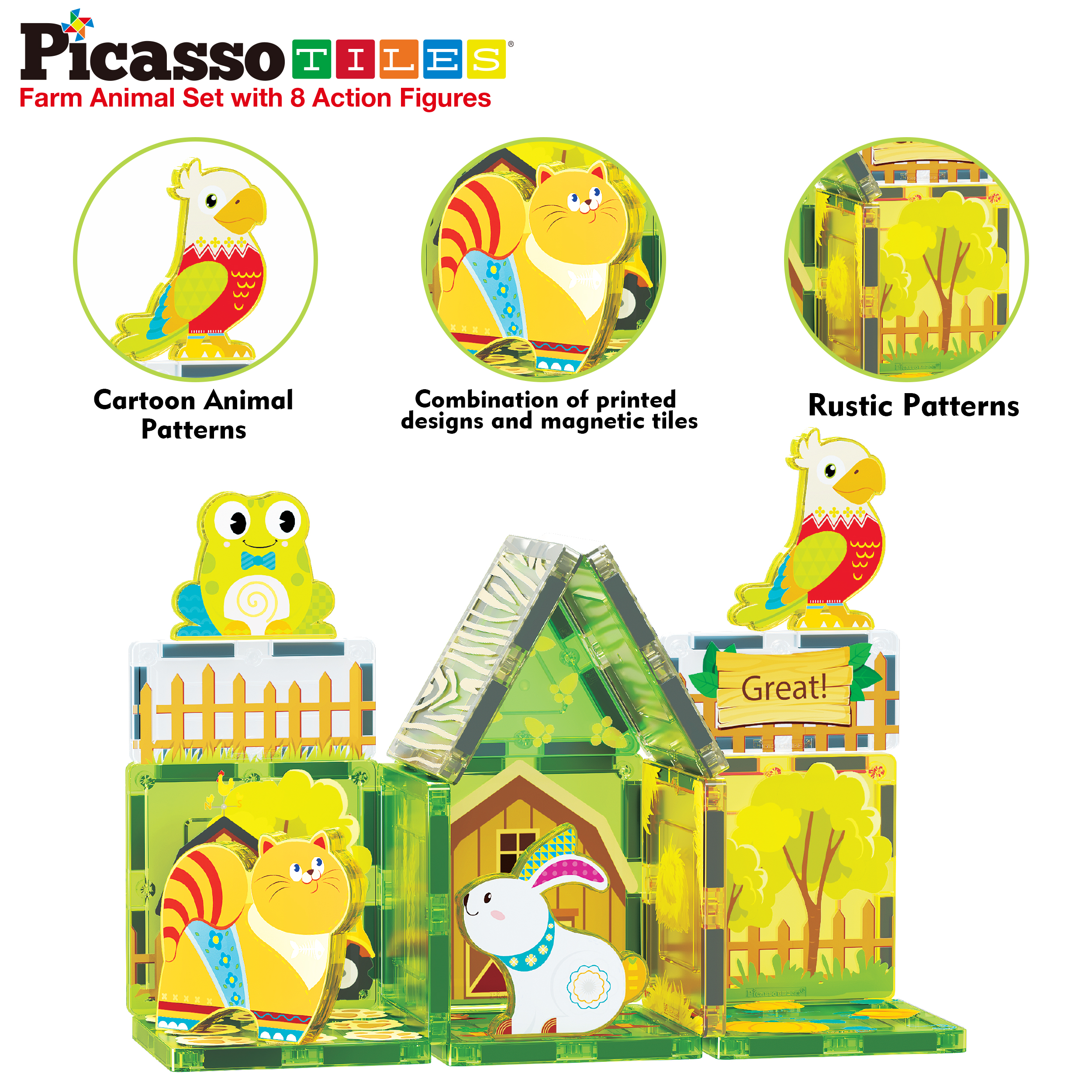 PICASSO TILES Magnetic Tiles Farm Theme, 26 Pieces, Ages 3+ photo 4