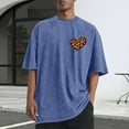thumbnail image 2 of UVEASISHA Mens Oversized Short Sleeve Tshirt Trendy Leopard Heart Print Graphic Tees Big and Tall Casual Loose T-Shirts Holiday Pullover Shirt Blue XL, 2 of 6