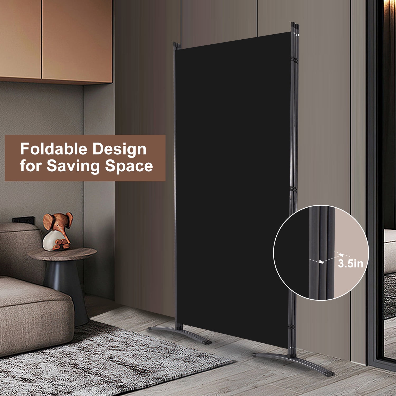 YASRKML Room Divider, 3 Panel Folding Privacy Screen for Office, Room Divider Screen Freestanding Partition Room Separators Fabric Panel 102"x71.3", Black