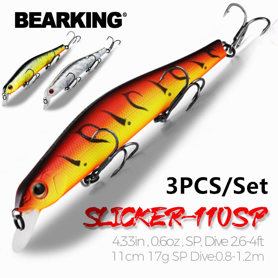 3PCS/Set Bearking 11cm 17g Magnet Weight System Casting  Model Fishing Lures Hard Bait Dive 0.8-1.2m Quality Wobblers Minnow