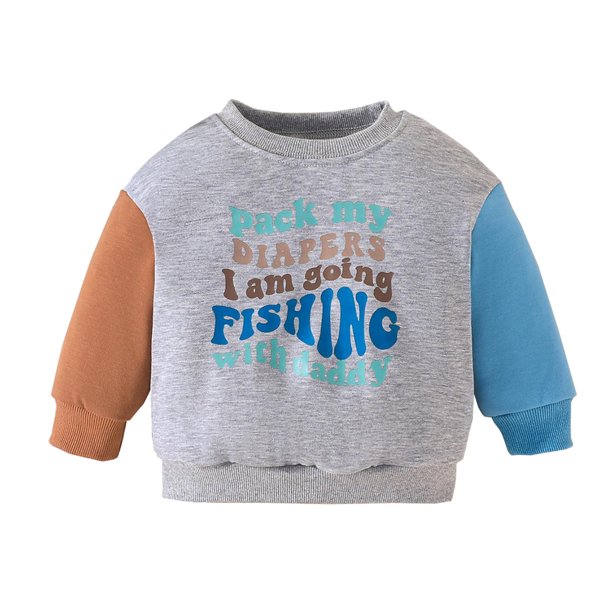 Gibobby Sudadera playera de manga larga con cuello redondoTop de moda informal con cubierta de cuello redondo y mangas de retazos de otoño e invierno(Azul, 9-12 Meses)