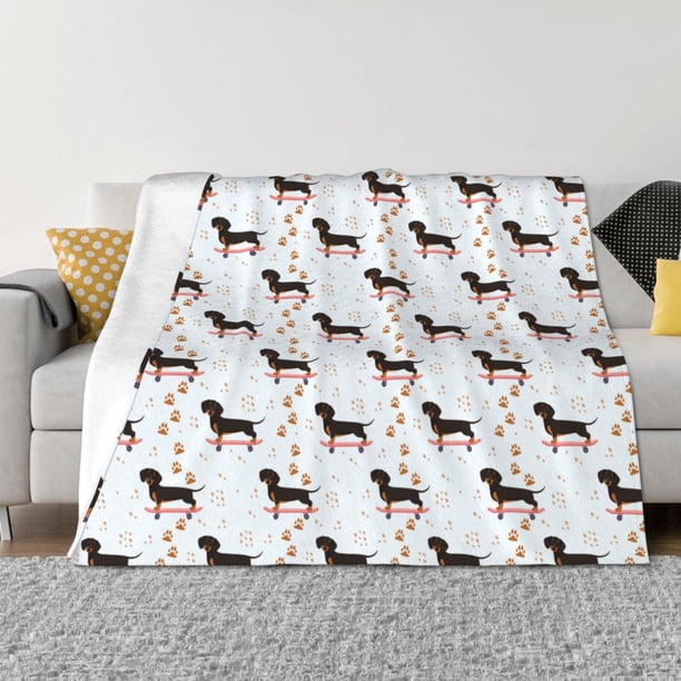 Fotbe Dachshund On A Skateboard Manta de Franela con Estampado, Manta Ultrasuave para Cama, Sofá, Auto, Hipoalergénica y Antibolitas-80"x60"