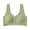Green, variant on Women’s Wavy Scalloped Front Button Wide Strap Perforated Seamless Wireless Bra Large Molded Support Cups Wire Free High Stretch Soft Breathable Mature Ladies Daily Underwear