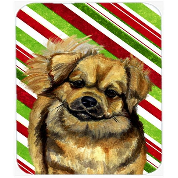 Carolines Treasures  Tibetan Spaniel Candy Cane Holiday Christmas Mouse Pad