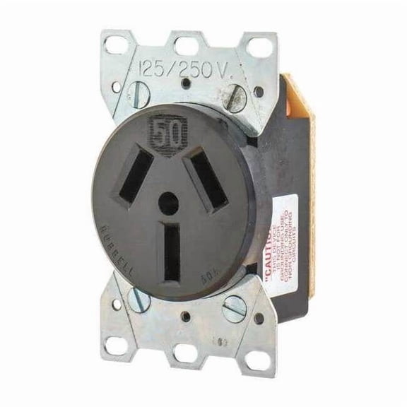 Bryant Receptacle,50A,3.0 HP,3 Poles,3 Wires 9306