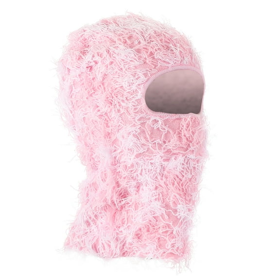Uxcell Distressed Balaclava Ski Mask Camo Knitted Full Face Cover Pink/White