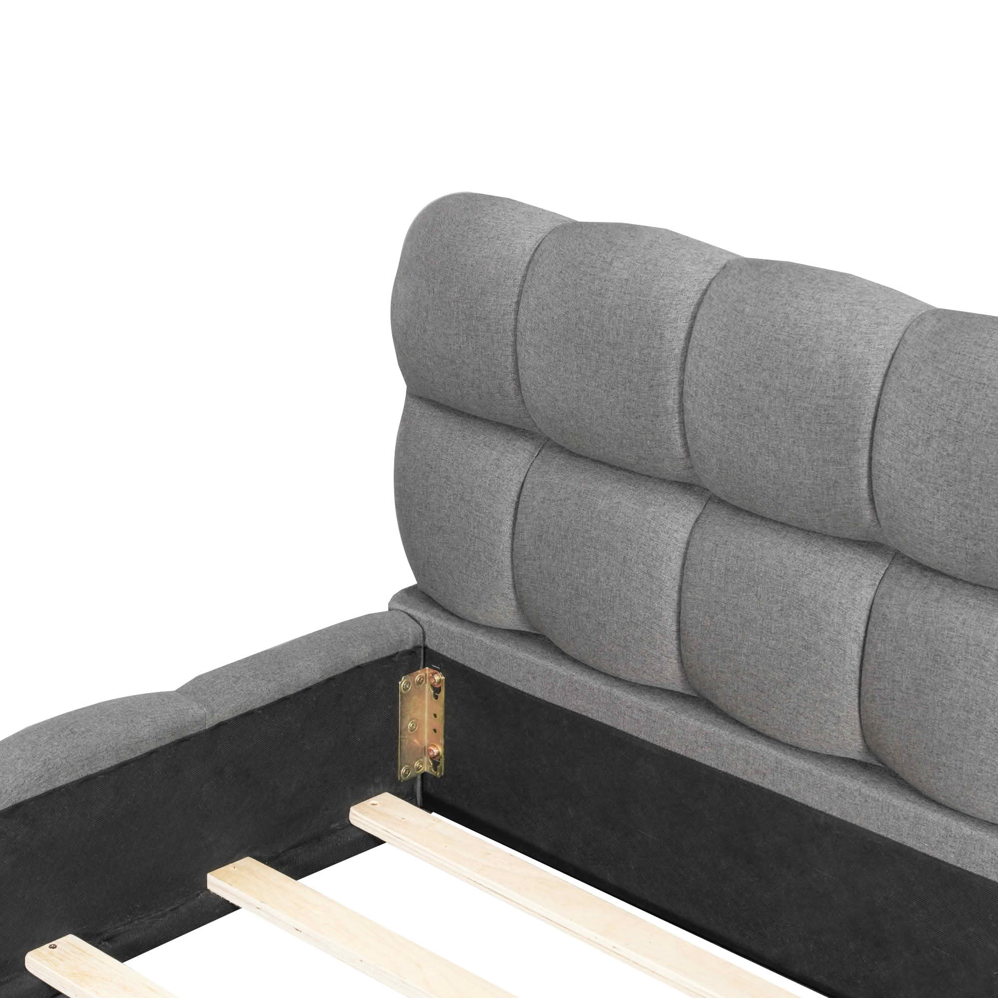 MAYEERTY Linen Upholstered Platform Bed with Elegant Design, Sturdy Stable Frame & Easy Assembly