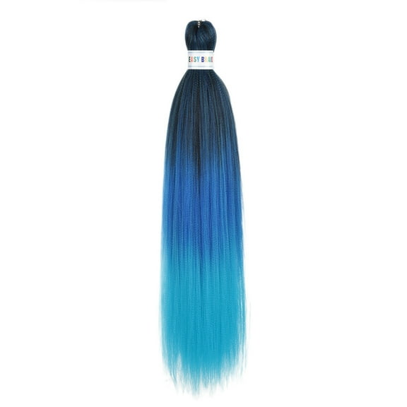 XmhyTop 3 Packs 3-Tone Ombre Pre-Stretched Braiding Hair, 26-Inch Synthetic Hair Extensions, Hot Water Setting for Crochet Braids, Blue