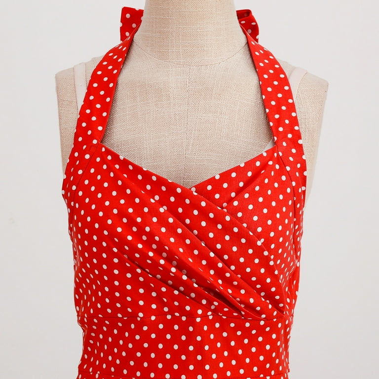 slim fit dress slacks 1950s Red Polka Dot Halter Swing Dress with Pockets