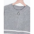 thumbnail image 3 of Womens Pullover Sweaters Zip Down Casual Loose Sweaters Stripe Print Warm Sweaters Shermie, 3 of 5