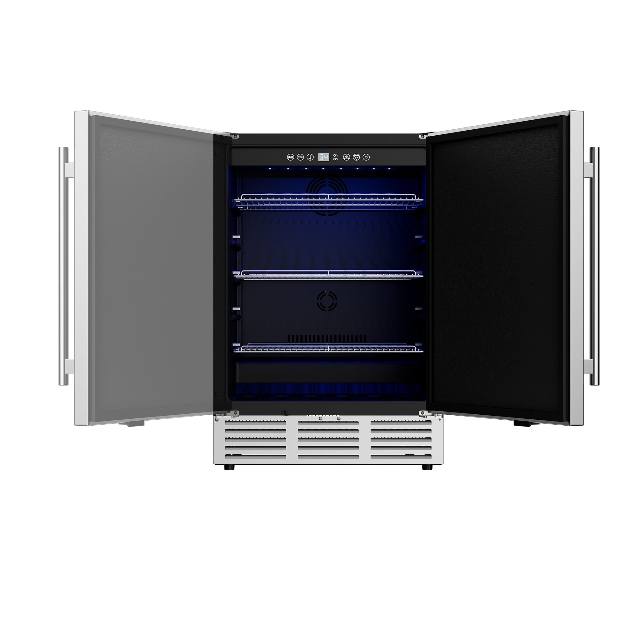 Simzlife 5 Cu.ft. Undercounter Freestanding Stainless Steel Door Beverage Refrigerator, 23.4 in W, 34.25 in H