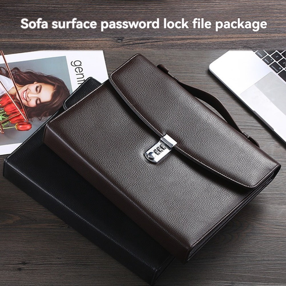 Office Business Briefcase with Combination Lock High Capacity Document Handbag for Business Office Meeting Black