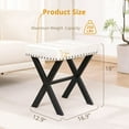 thumbnail image 4 of Dycanpo Vanity Stool with Metal X Legs, Small Ottomans or Footstools for Makeup Room, White Leather, 4 of 10