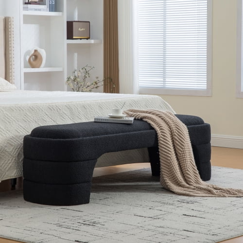 64.96 "Amplio moderno tapizado sin brazos tapizado bancos del dormitorio extremo de la cama banco para la entrada, Chenille otomano pie taburete para la sala de estar y el dormitorio