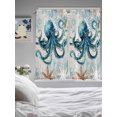 thumbnail image 4 of Teal Octopus Coastal Living Room Curtains 72 Inches length, Summer Beach Vintage Nautical Window Treatment Curtain Drapes, Light Filtering Drapes for Bedroom Laundry Room, 52"x72", 2 Panels, 4 of 7