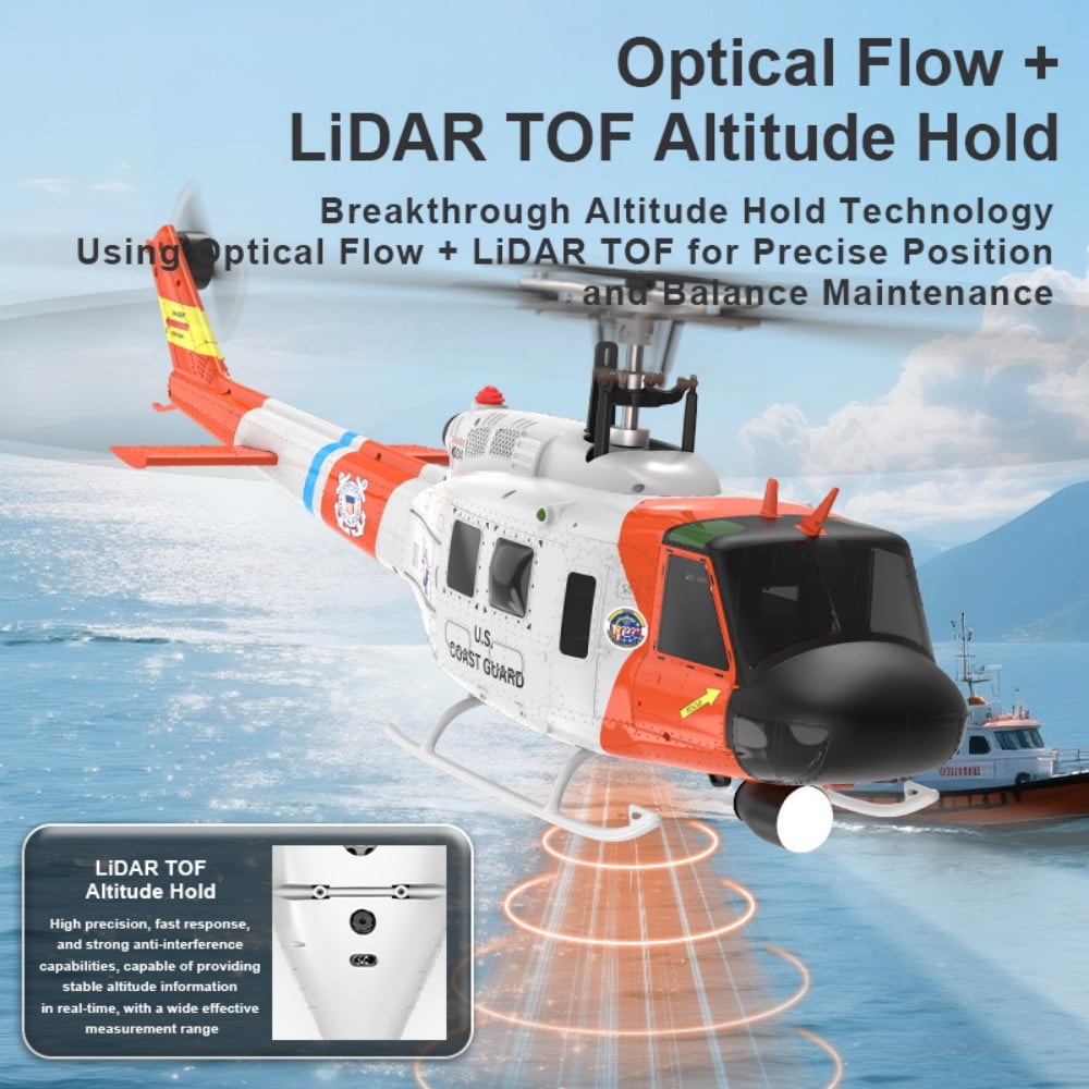 YUXIANG F07S UH-1D Huey RC Helicopter with LED Lights, 6CH 6G 1/34 Scale Brushless Motors GPS Optical Flow Positioning & Smart Flight Modes Aircraft for RC Pilots