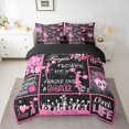 thumbnail image 2 of Homewish Cheer Life 7-Piece Twin Bedding Sets,Gymnastics Dancing Lovers Bedding Comforter Set,Pink Glitter Print Sheet Sets For Girls Boys,Microfiber Bedroom Decor Reversible, 2 of 8