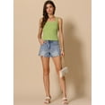 thumbnail image 4 of DARING DIVA Women's Wide Strap Lettuce Floral Trim Crop Cami Tops XL Avocado Green, 4 of 6