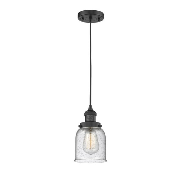 Innovations 1-LT Vintage LED Small Bell 5" Mini Pendant - Matte Black - 201C-BK-G54-LED