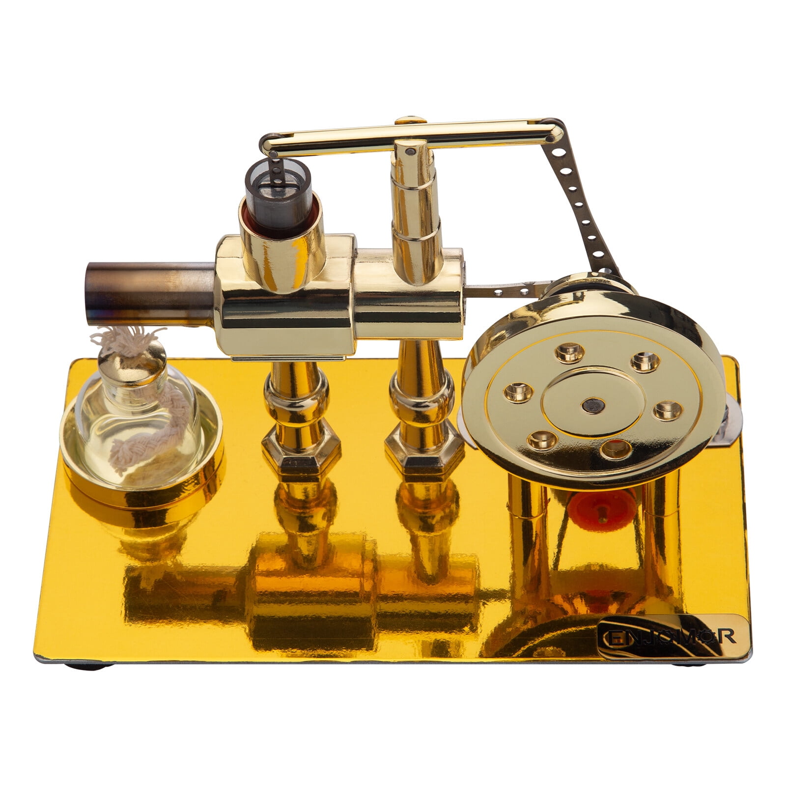 Metal Balance Single Cylinder Stirling Engine Model, External Combustion Hot Air Engine with LED Bulb Power Generation, STEM Education & Desktop Collectible Gift for Hobbyists