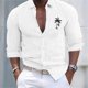 thumbnail image 1 of Camisa de hombre con estampado floral y solapa de talla grande, ropa de calle de uso diario, manga larga, ropa estampada, diseño retro, informal, 2024, 1 of 6