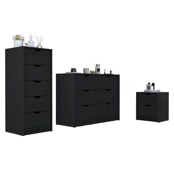 Bedroom 3 Piece Set | Store Decor and Personal Items in Bedroom | Particle Board and Engineered Wood Design | Saves Space in Small Apartments
