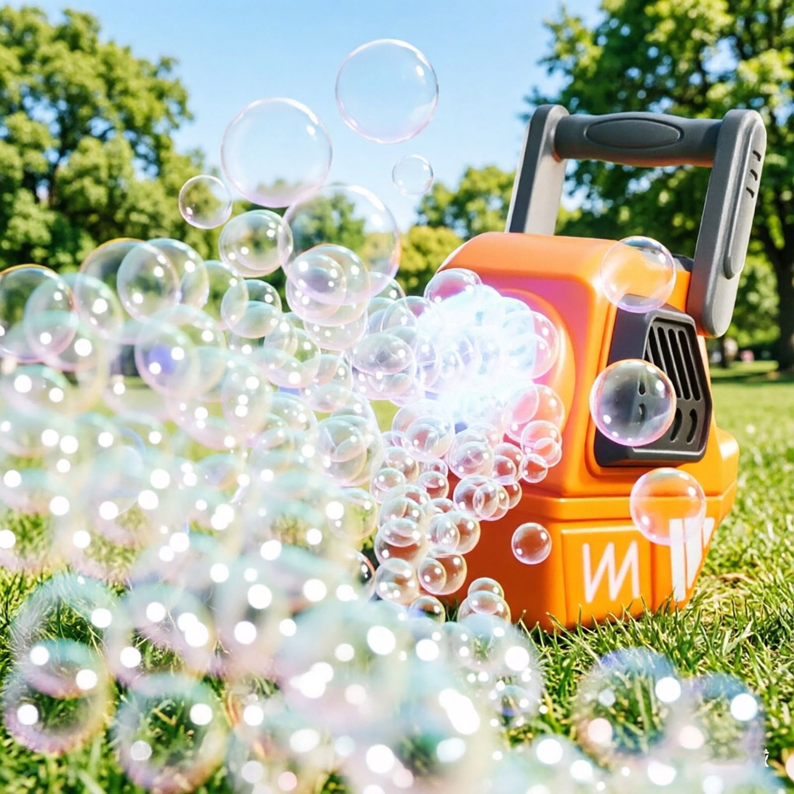 Gytml Chainsaw-Shaped Bubble Machine, Automatic Bubble Blower With Lights, Outdoor Handheld Bubble Maker For Summer Parties & Backyard Fun(Orange-35X19X9Cm)