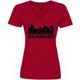 thumbnail image 3 of Inktastic San Francisco Skyline with Grunge Women's V-Neck T-Shirt, 3 of 5