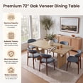 thumbnail image 2 of COLAMY 5 Piece Dining Room Table Set for 4-6 People, 72" Large Oak Veneer Wood Dining Table with Upholstered Chairs, Mid Century Modern Kitchen Furniture Set, Natural & Blue, 2 of 13
