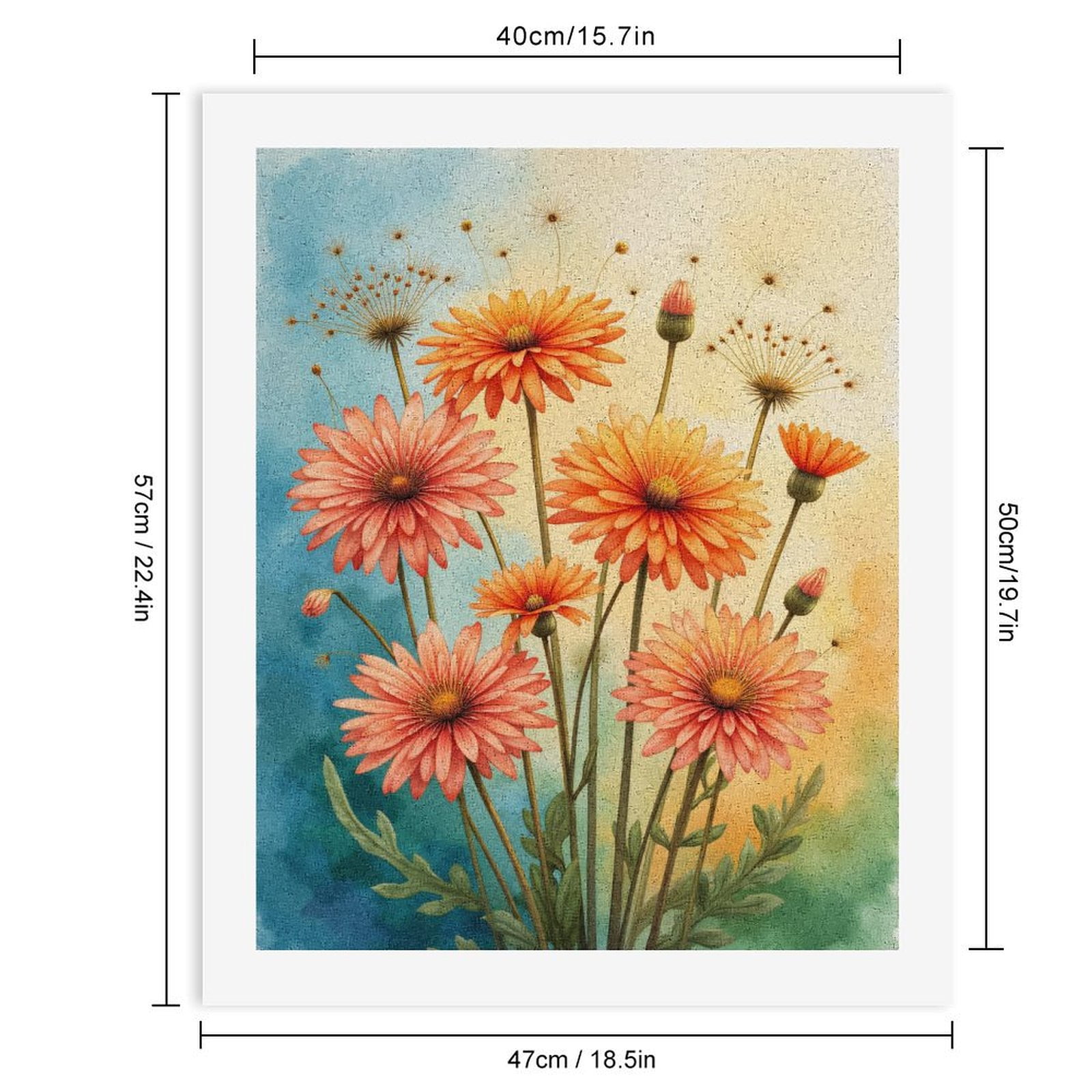 Paint By Numbers Kit for Adults Beginner - DIY Orange Bloom Watercolor Art Botanical Canvas Painting Kits for Adults, Frameless Paint By Number for Adults for Home Wall Decor 16x20 Inch