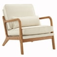 thumbnail image 6 of Oak Armrest Oak Upholstered Single Lounge Chair Indoor Lounge Chair Off-White, 6 of 33