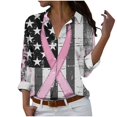 thumbnail image 2 of VKOYWKM Breast Cancer Shirts for Women Long Sleeve Button Down Shirt Pink Ribbon Graphic Tees Blouses Dressy Casual Work Tops Fall Breast Cancer Survivor Shirts, 2 of 5