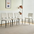thumbnail image 2 of Modern Beige simple dining chair Fabric Upholstered Chairs home bedroom stool back dressing chair black metal legs(set of 2), 2 of 17